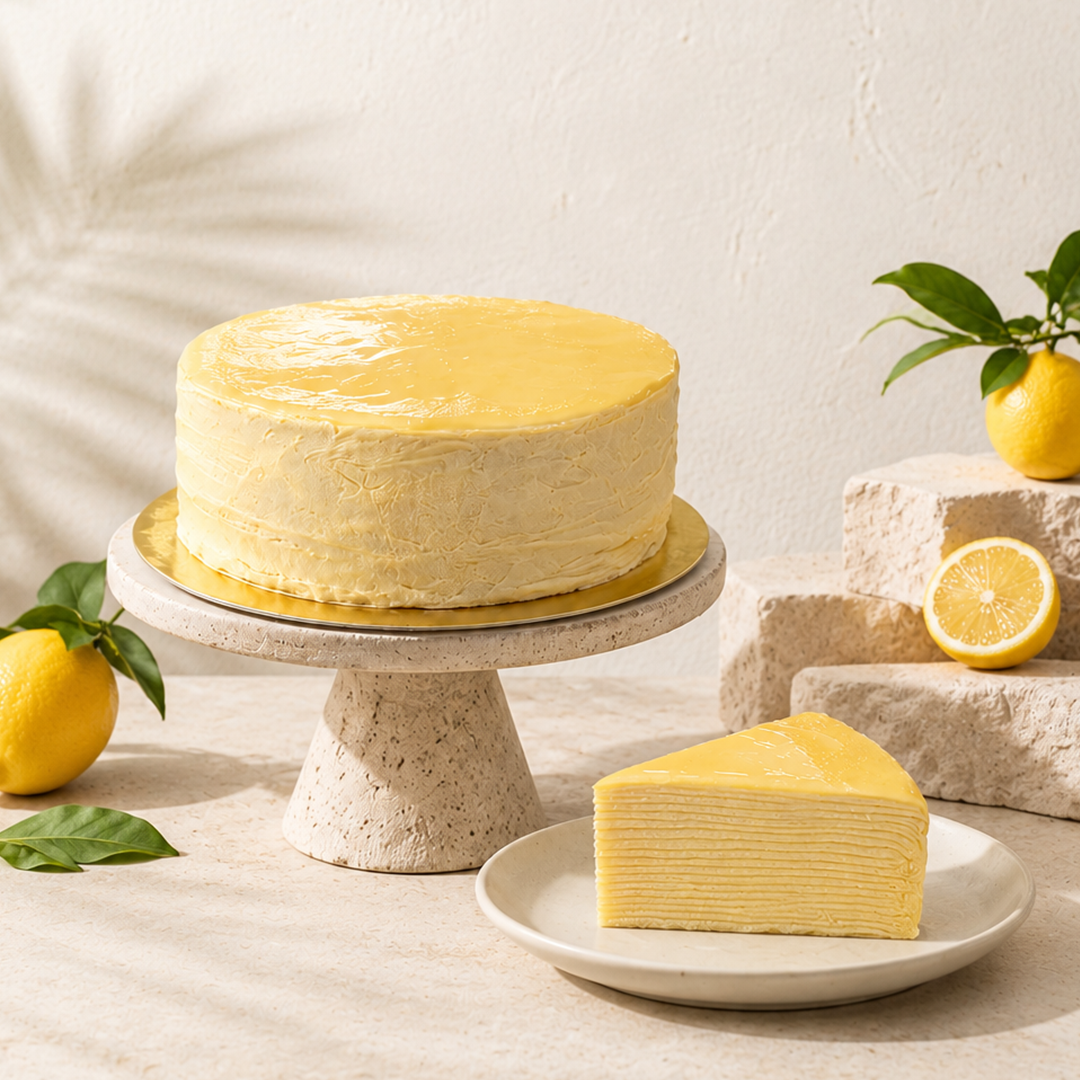 Lemon Mille Crepe Cake